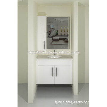 Australia Style Modern Bake Painting Lacquer Wall Mounted Bathroom Vanity Cabinet Set with Quartz Countertop for Sale